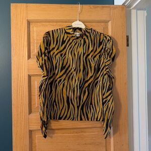 Diane Von Furstenberg Black and Gold Striped Top